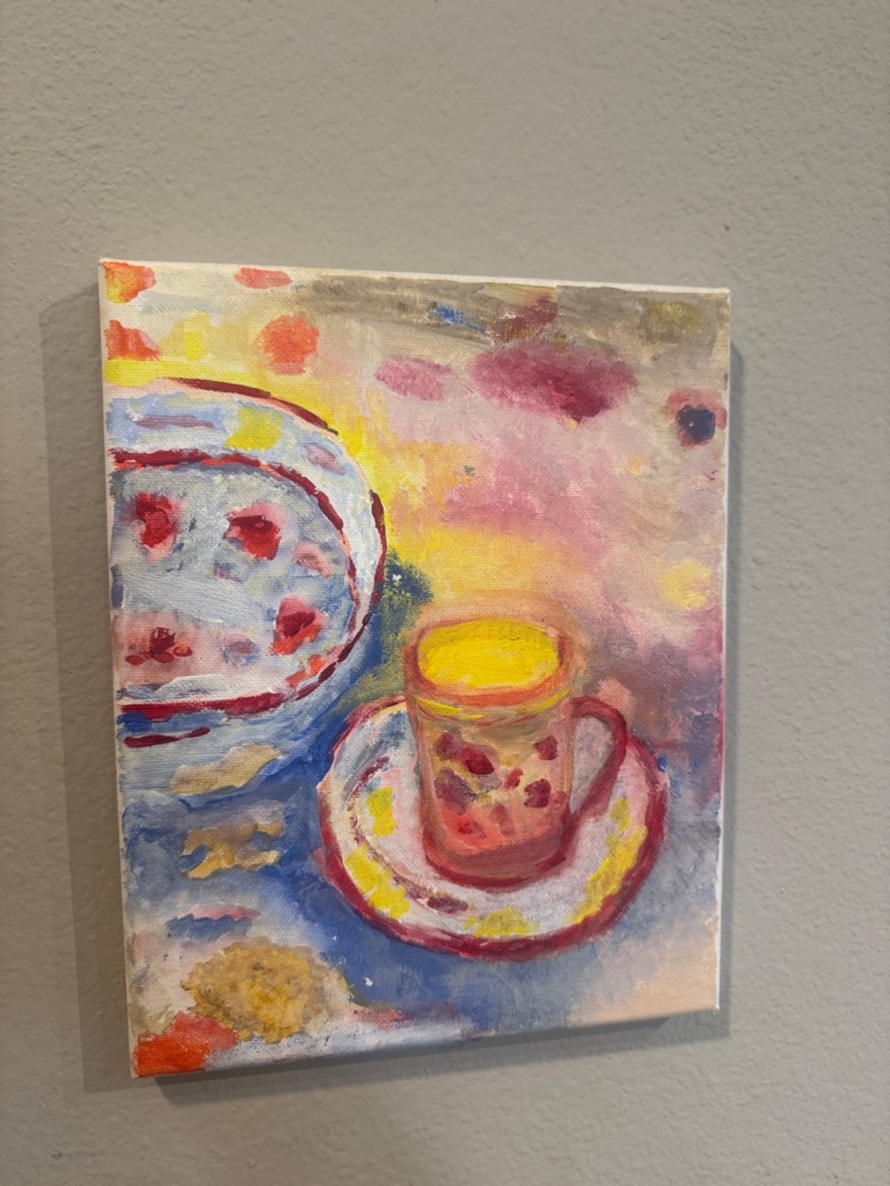 Hand-Painted  - Pink and Yellow Home Art